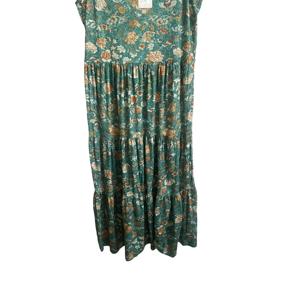NWT Peruvian Connection Jade Garden Dress XL Pima Cotton Floral Maxi Green Boho - Picture 6 of 7